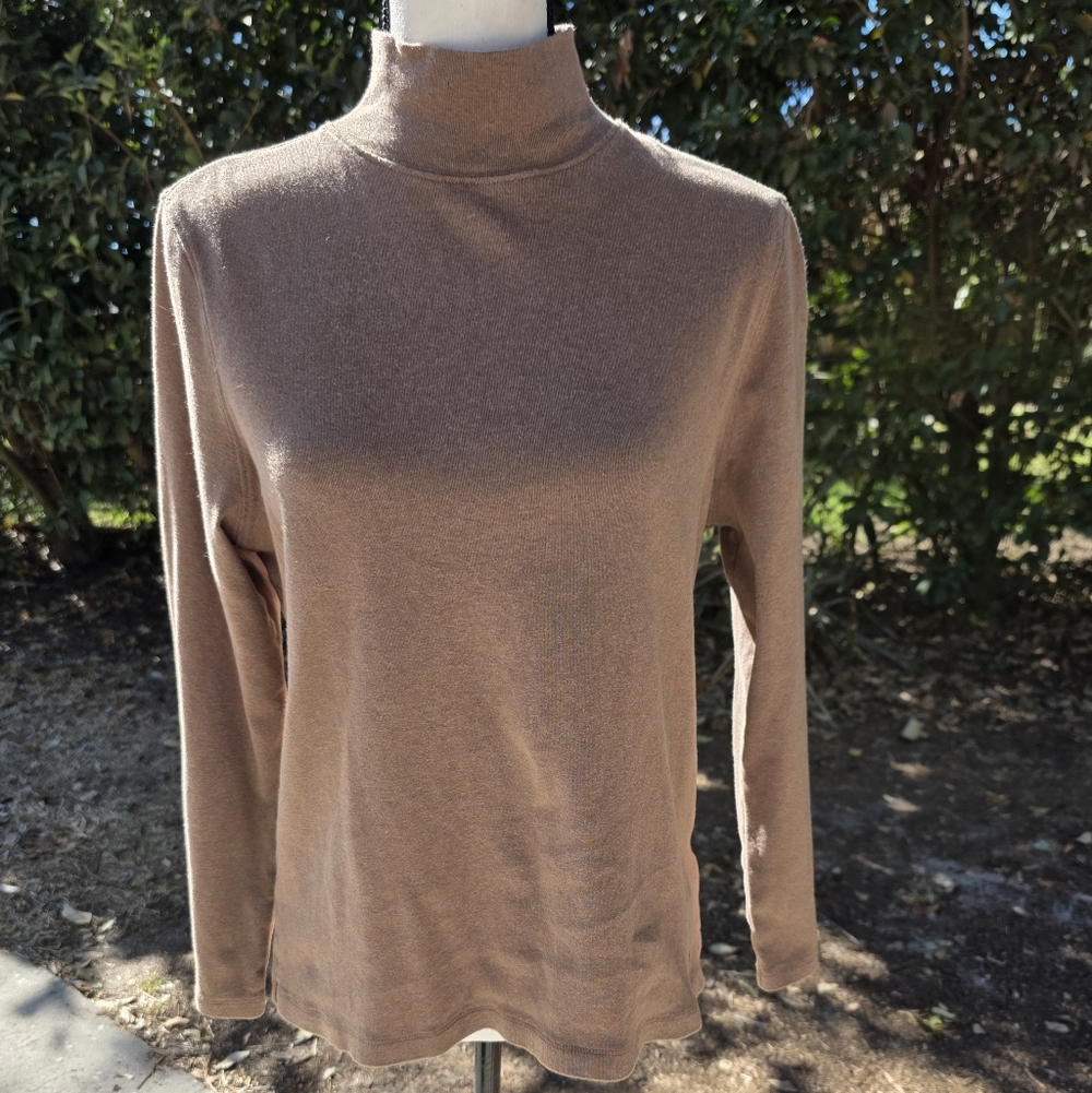 Pendleton Light Brown Mock Cotton Turtleneck Sz L… - image 1
